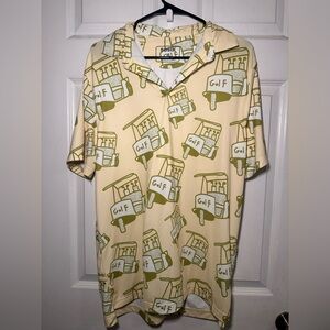 Sosik Tyler Inspired Golf Cart Print Polo Shirt - Yellow and Green